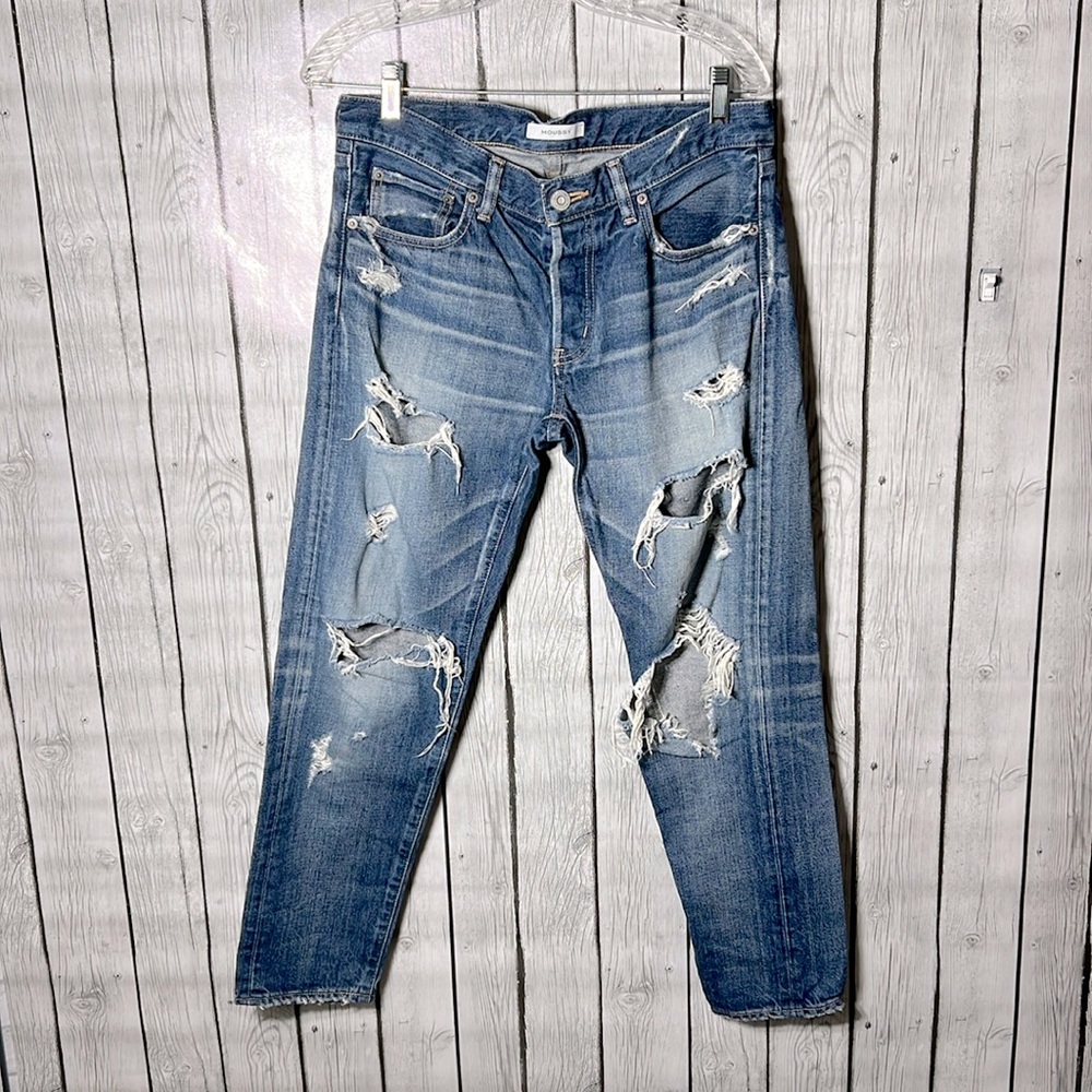 Moussy Distressed/Destroyed Button Fly Jeans Size… - image 1
